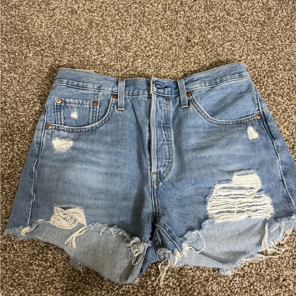 Levi's Light Blue Distressed Jean Shorts